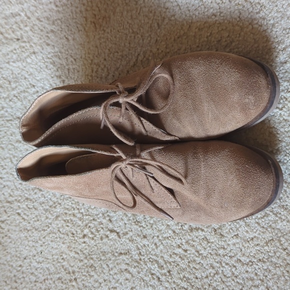 Lucky Brand Light Brown Garboh Leather Upper Tie Booties Size 6.5M - Picture 2 of 11